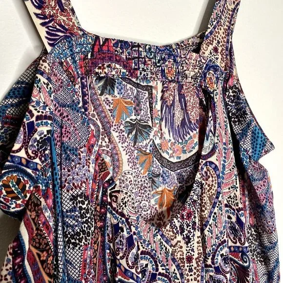 ba&sh Baraka Rose Sleeveless Paisley Printed Maxi Dress Large Boho Hippie Shift